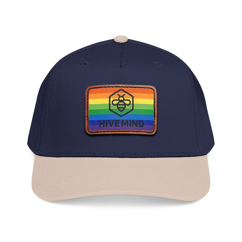 HAT — Rainbow Leather Patch Baseball Cap "HIVE MIND"