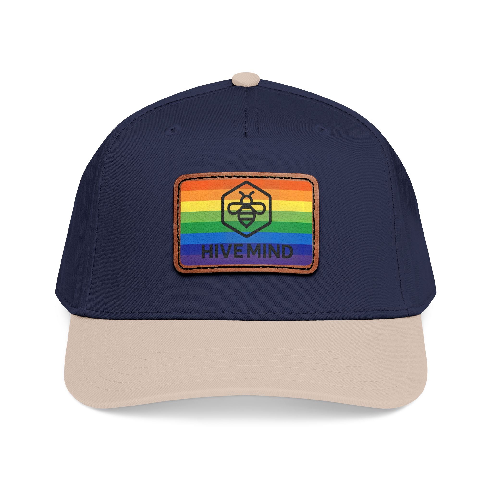 HAT — Rainbow Leather Patch Baseball Cap "HIVE MIND"