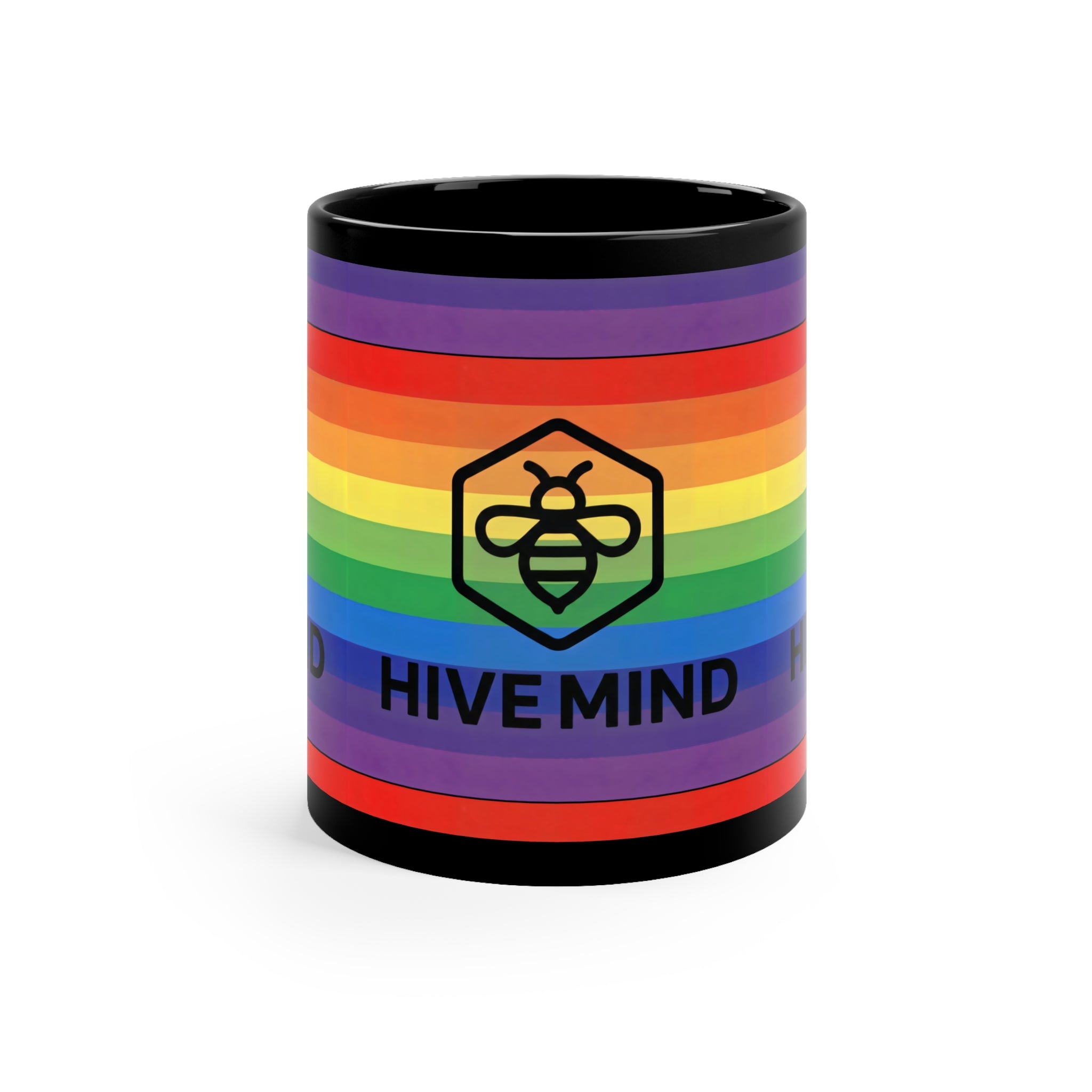 Hive Mind Rainbow Mug — Pride Coffee Cup (11oz)