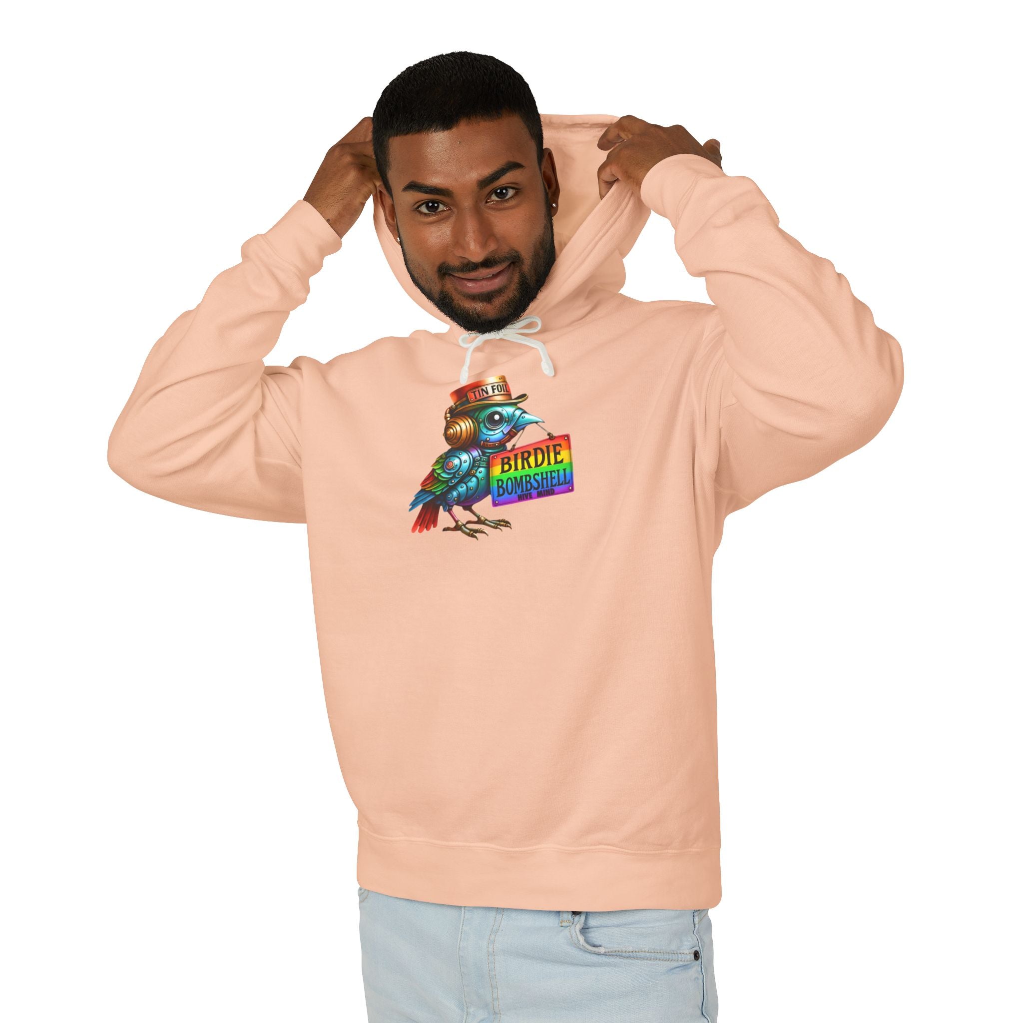 Birdie Barista Hoodie — Colorful Retro Coffee Bird Graphic Hoodie