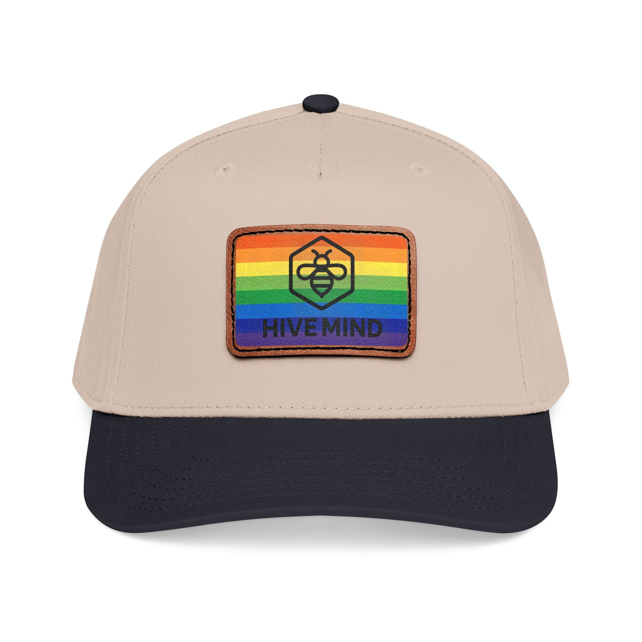 HAT — Rainbow Leather Patch Baseball Cap "HIVE MIND"