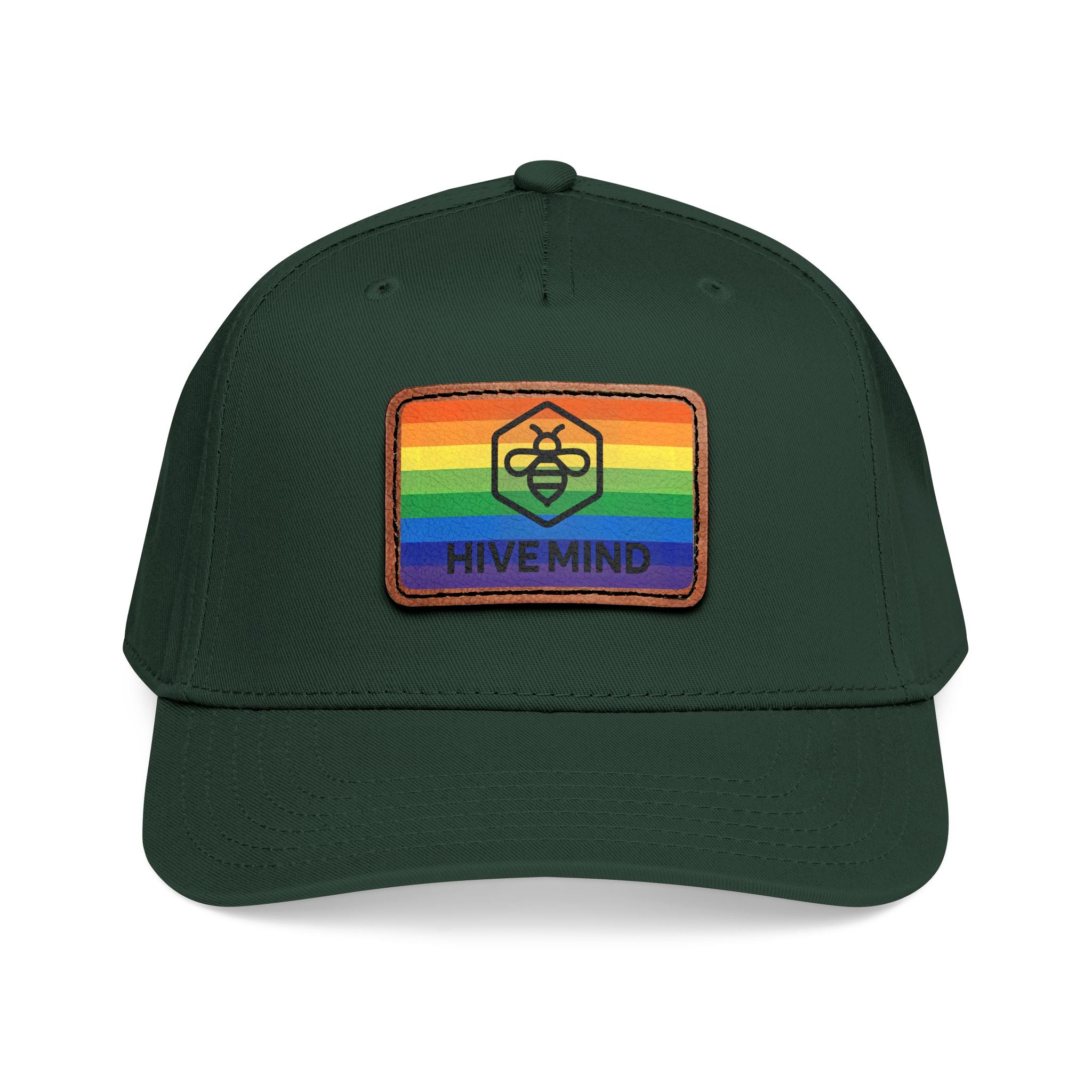 HAT — Rainbow Leather Patch Baseball Cap "HIVE MIND"