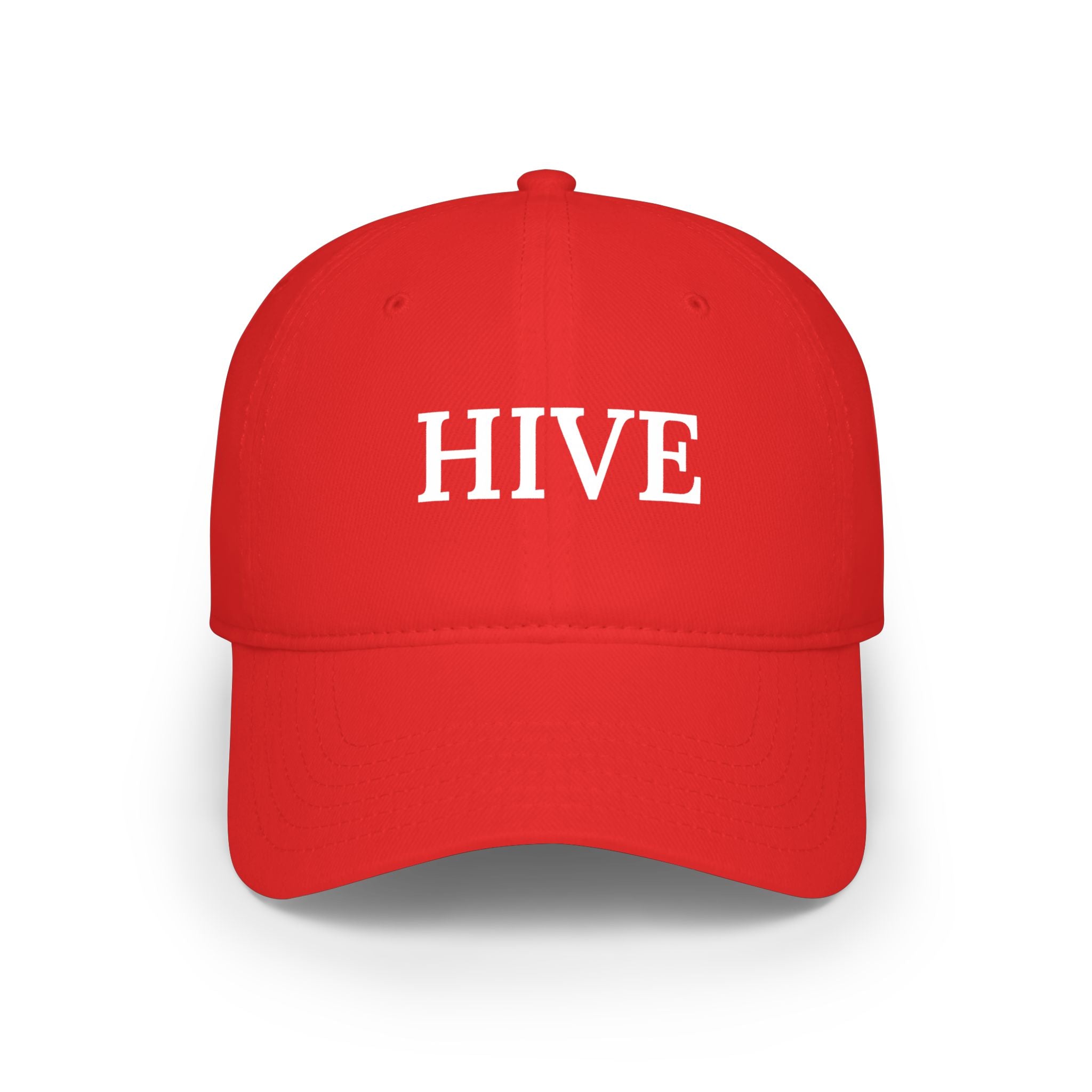 HIVE Embroidered Baseball Cap — Classic Low Profile Red Hat