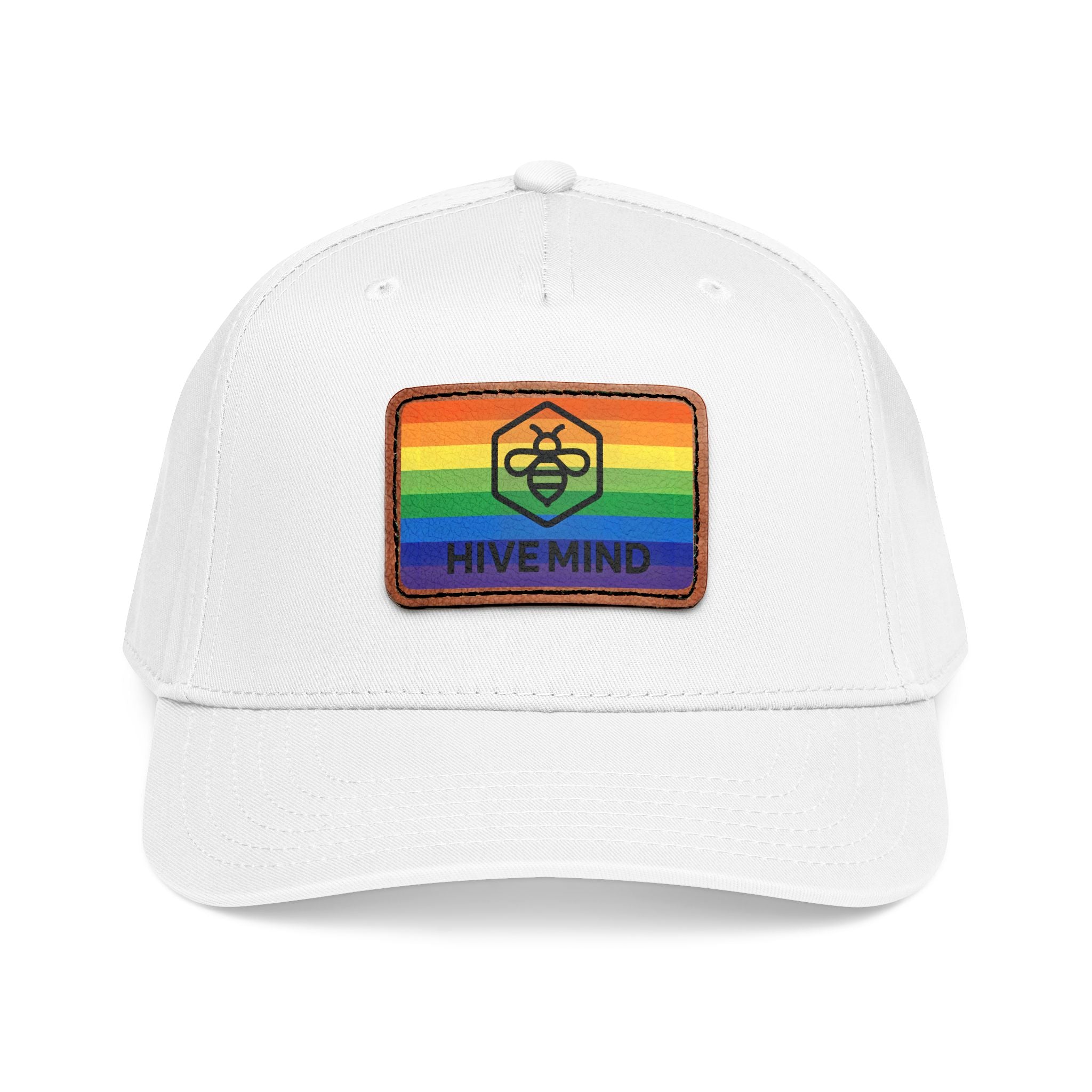 HAT — Rainbow Leather Patch Baseball Cap "HIVE MIND"