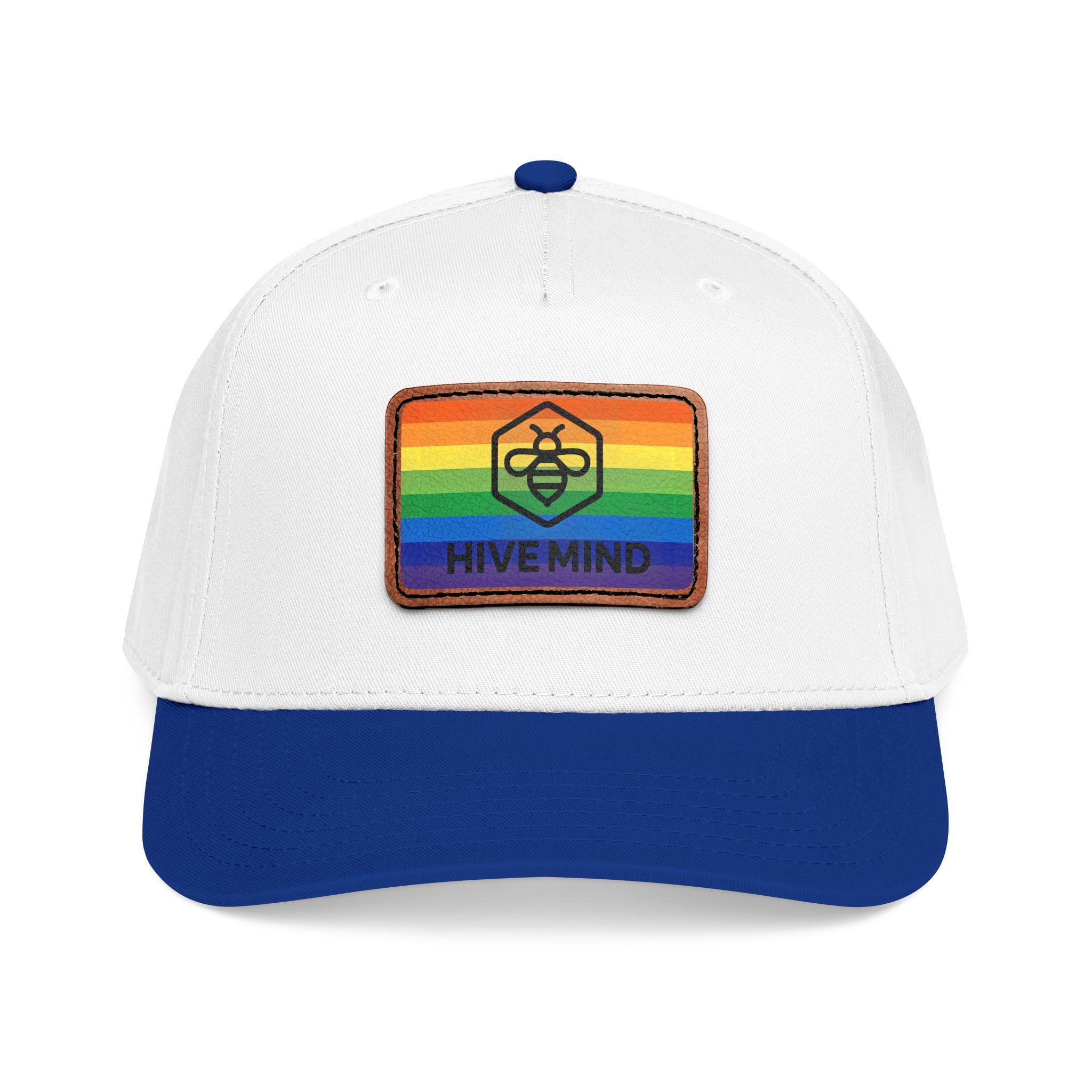 HAT — Rainbow Leather Patch Baseball Cap "HIVE MIND"