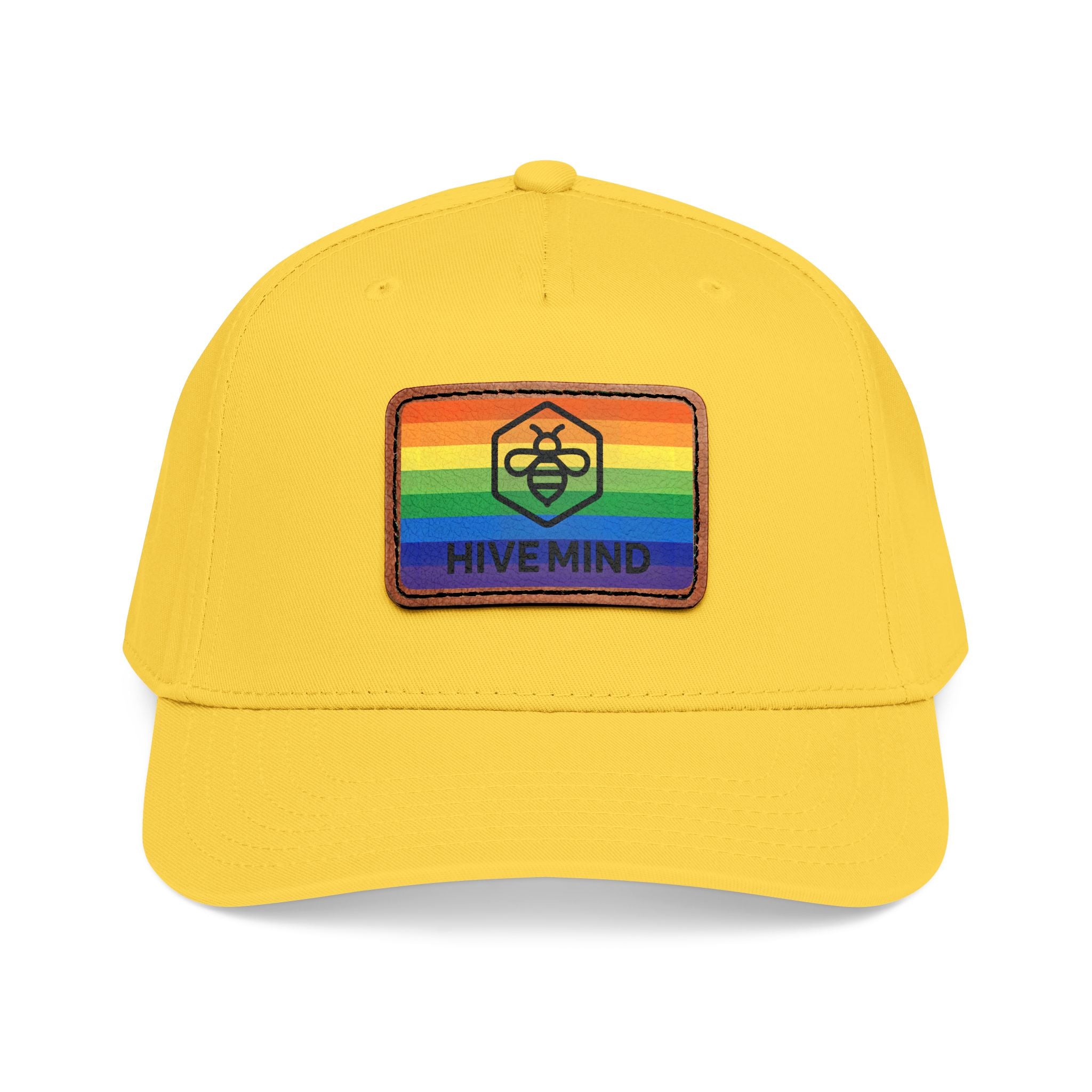 HAT — Rainbow Leather Patch Baseball Cap "HIVE MIND"