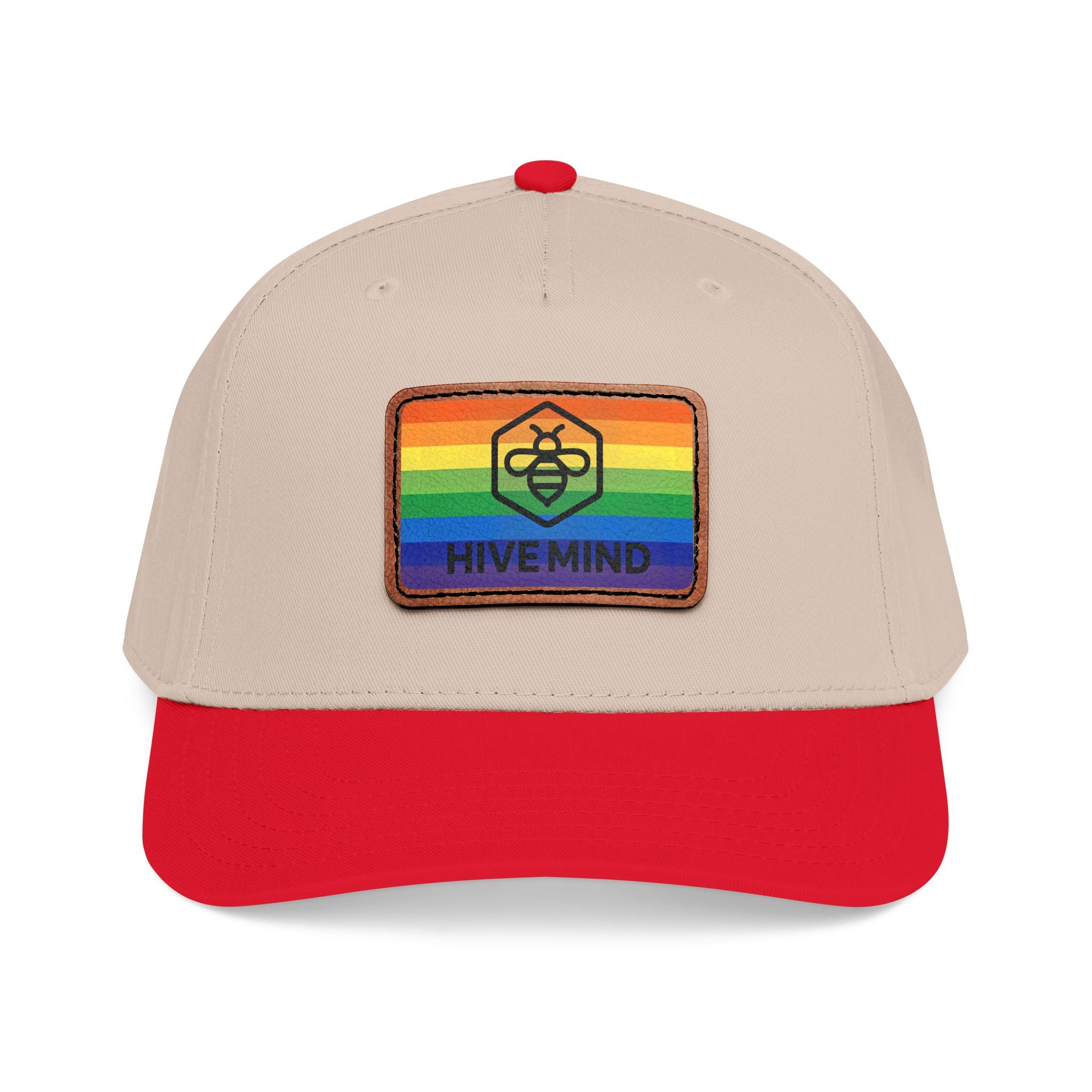 HAT — Rainbow Leather Patch Baseball Cap "HIVE MIND"