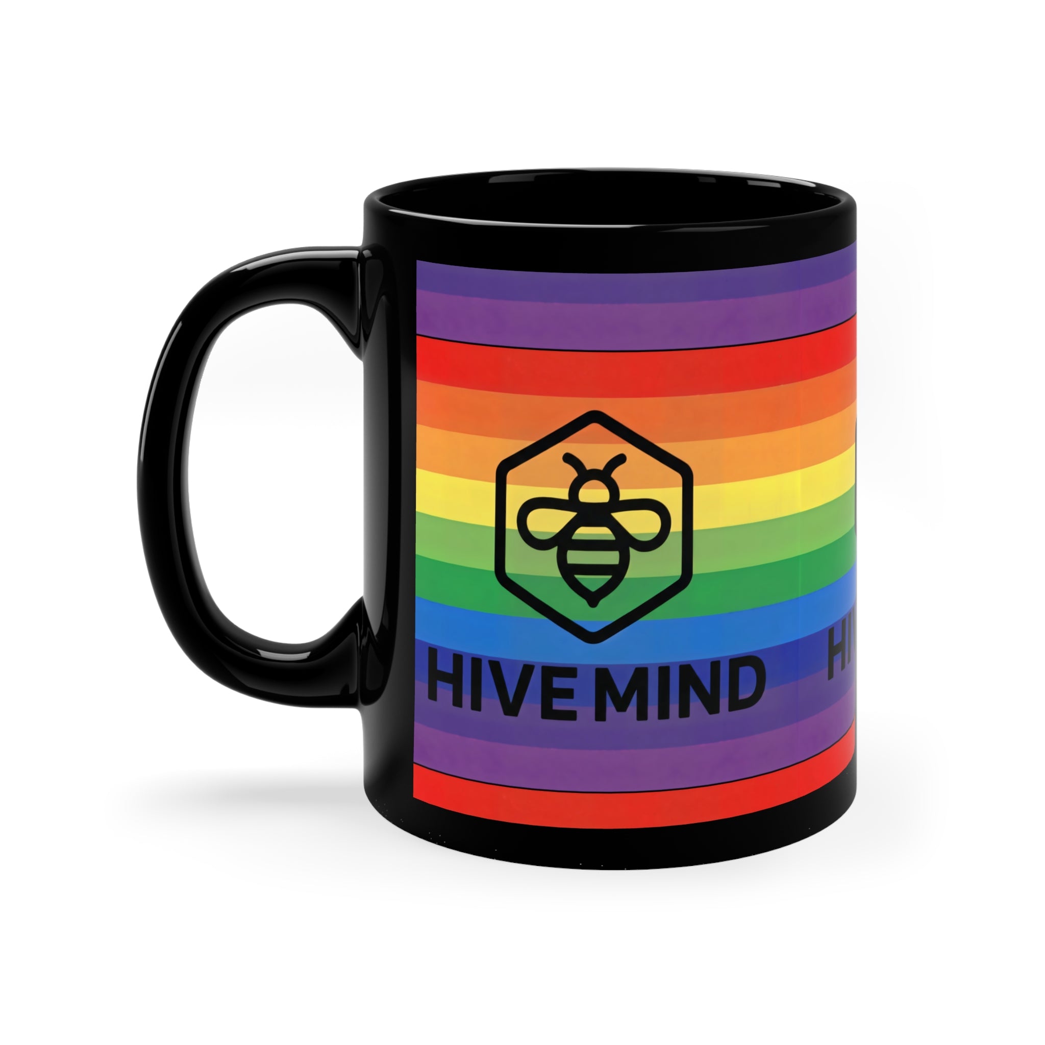 Hive Mind Rainbow Mug — Pride Coffee Cup (11oz)